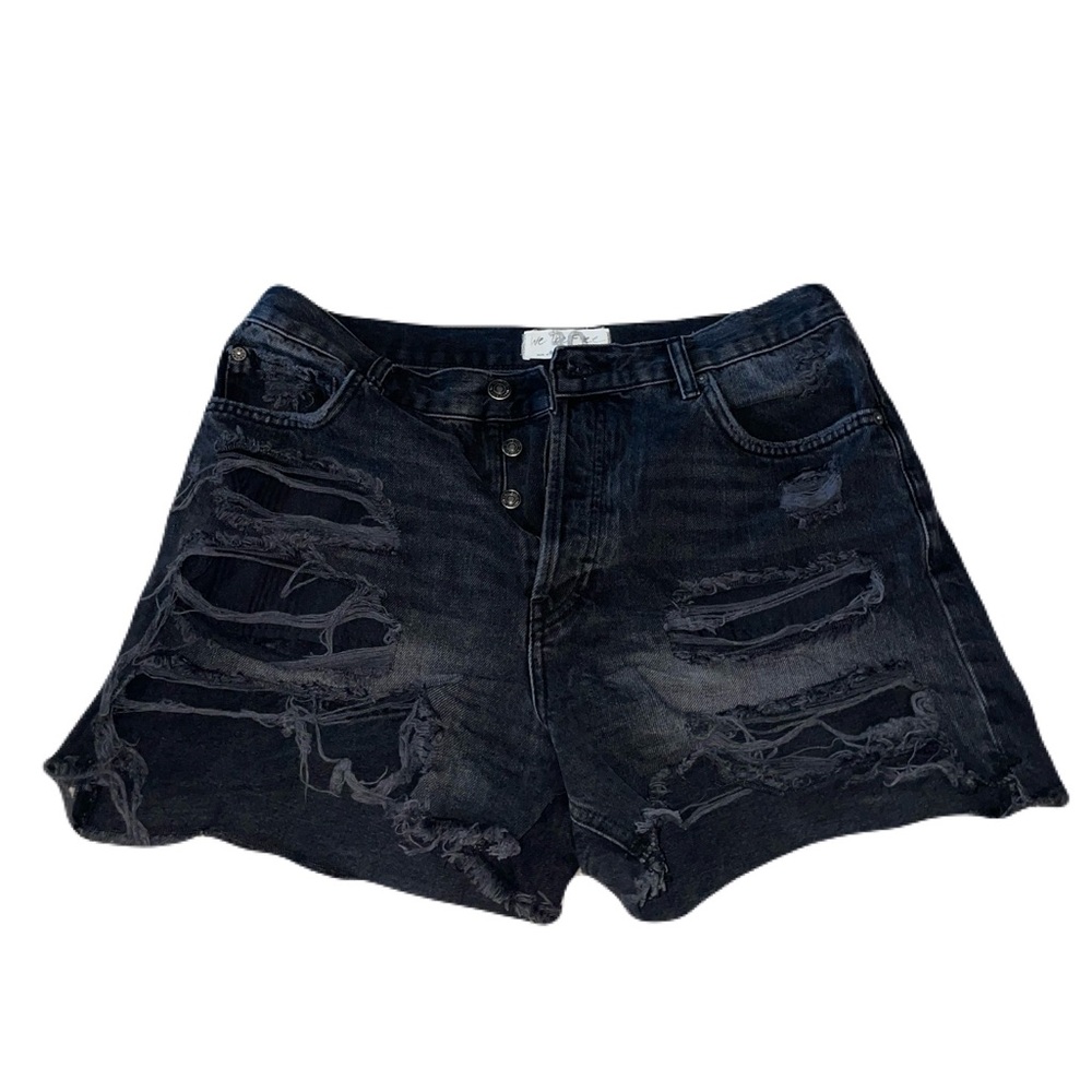 We The Free Black Denim High-Waisted Shorts